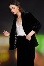 Velvet Blazer with Bunched Sleeves