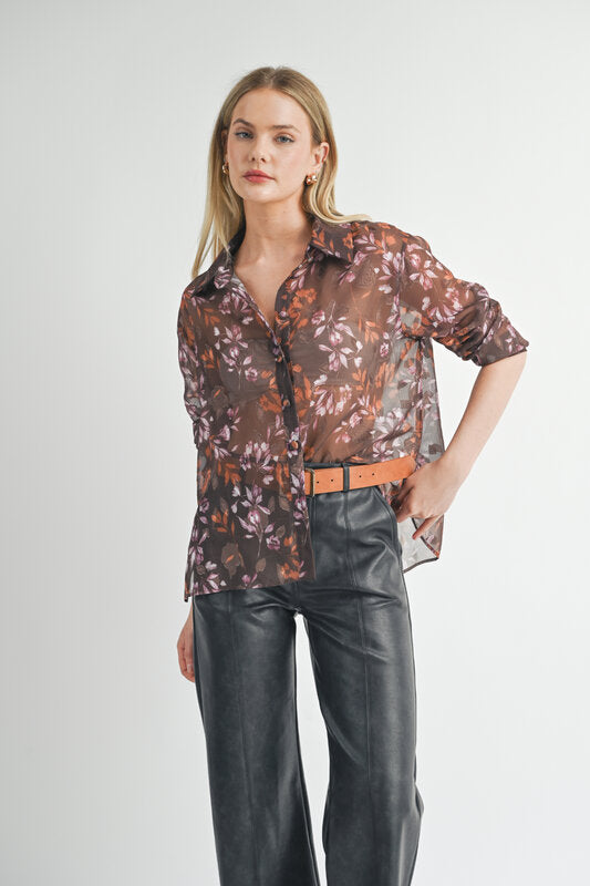 sheer button down shirt