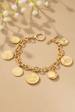 Chunky Chain Coin Charm Bracelets