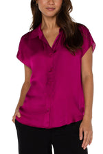 Dolman Sleeve Blouse W/ Collar & Button Front