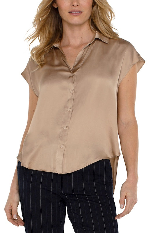 Dolman Sleeve Blouse with Collar & Button Front