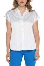 Dolman Sleeve Blouse w/ Collar & Button Front