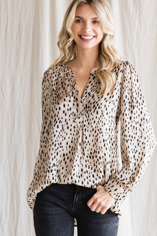 Dot Print Long Sleeves Blouse