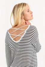 Stripe Light Weight Sweater with Heart