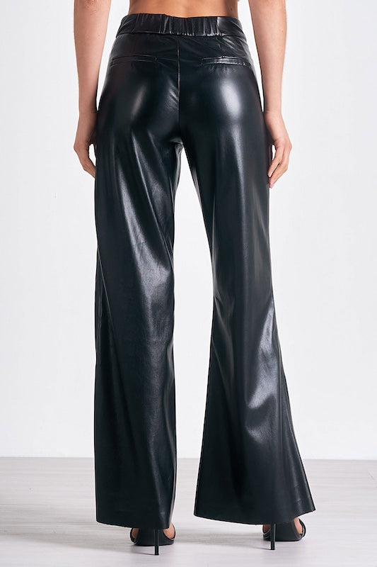 Faux Leather High Waist Flare Pants