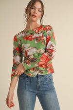 Flower Print Mesh Top