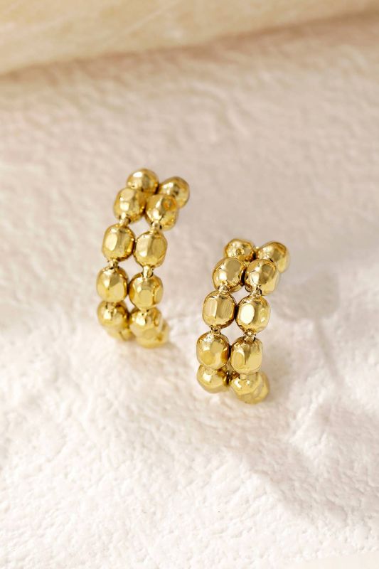 Gold Curved Ball Chain Earrings