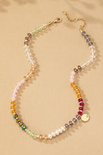 Multi Color Bead Necklace With Coin