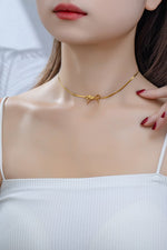 Herringbone Chain Bow Choker Necklace