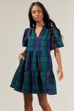 Hudson Plaid Jacey Babydoll Eyelet Mini Dress