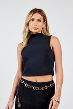 Hustle High Neck Sleeve Less Crop Top