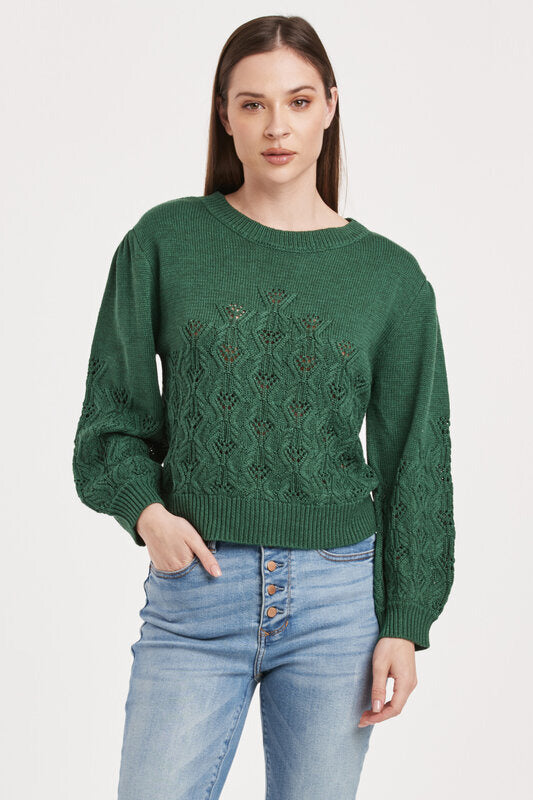 Krista Pointelle Puff Sleeve Sweater