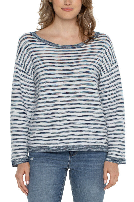 LS Sleeve Boxy Cropped Boat Neck Sweater