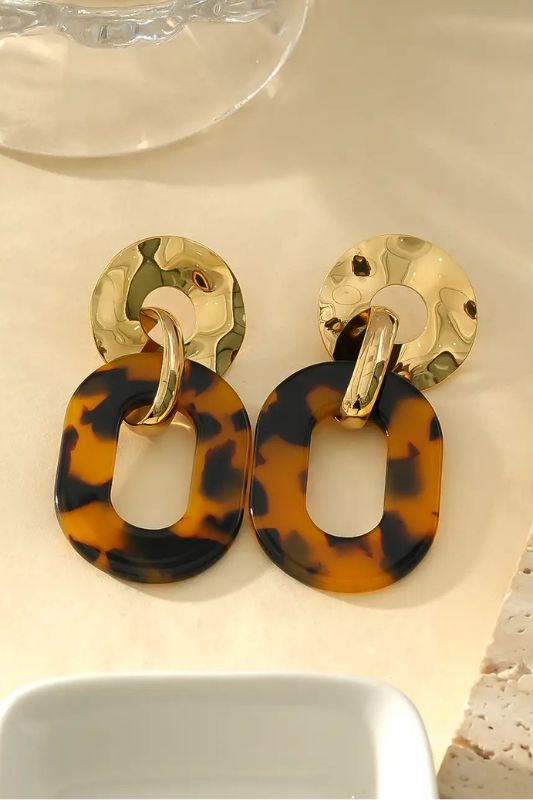 Leopard Pattern Acrylic Link Earrings