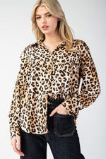 Leopard Print Button Up Blouse