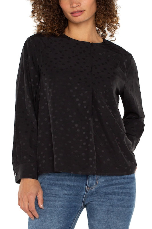 Long Sleeve Popover Woven Blouse