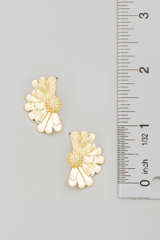 Metallic Half Flower Stud Earrings