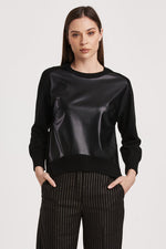 Moira Pleather Front Sweater