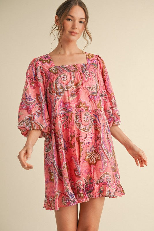 Paisley Pattern Print Dress