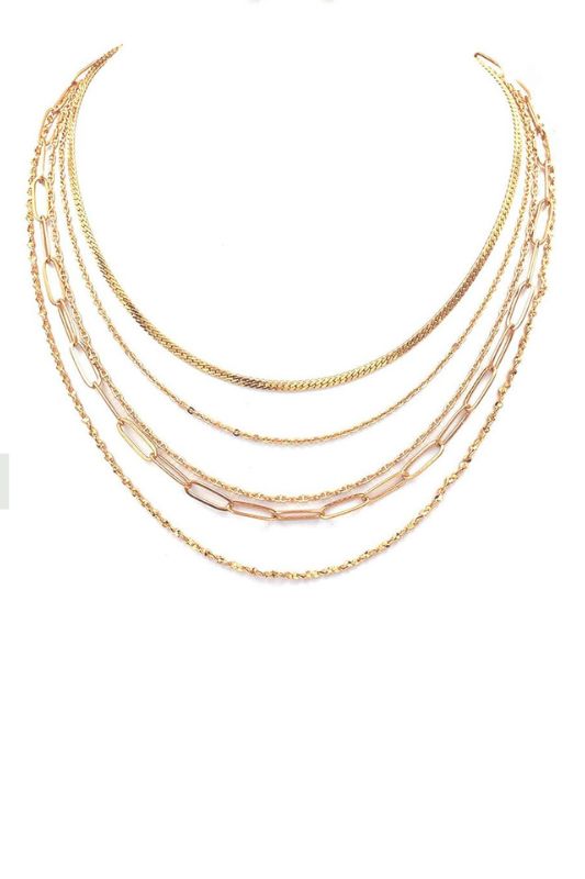 Paperclip Link Metal Layered Necklace