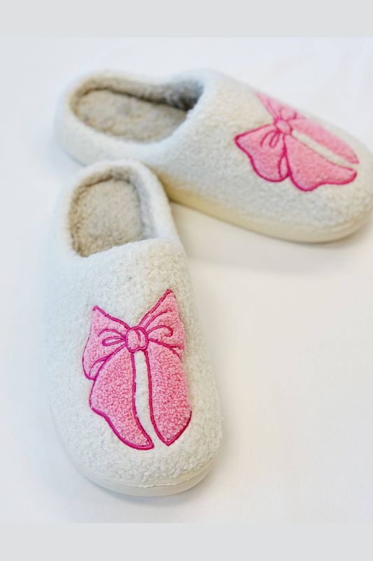 Pink Lounge Bow Cozy Slippers