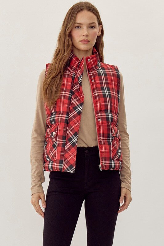 Plaid Check Print Vest