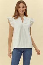 Pleather Ruffle Shoulder Top