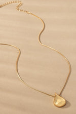 Puffy Teardrop Pendant Box Chain Necklace