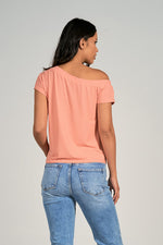 Ribbed Short Sleeve Cut Out Top
