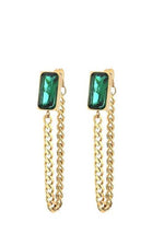 Retro Emerald Green Gold Dangle Earrings