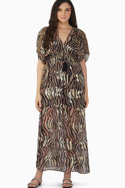 Shiny Zebra Maxi Dress