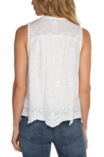 Sleeveless Embroidered Woven Top
