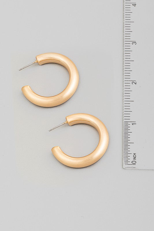 Small Brushed Metallic Hoop Earrings