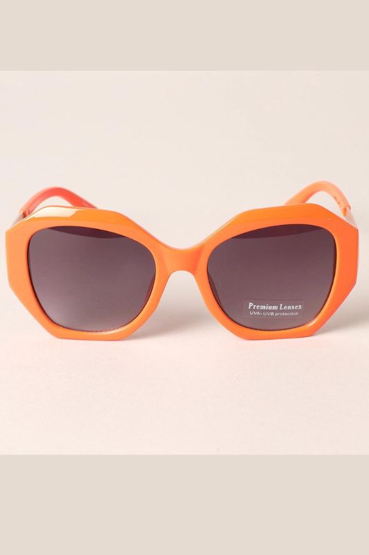 Solid Color Hexagon Shape Frame Sunglasses