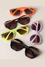 Solid Color Hexagon Shape Frame Sunglasses