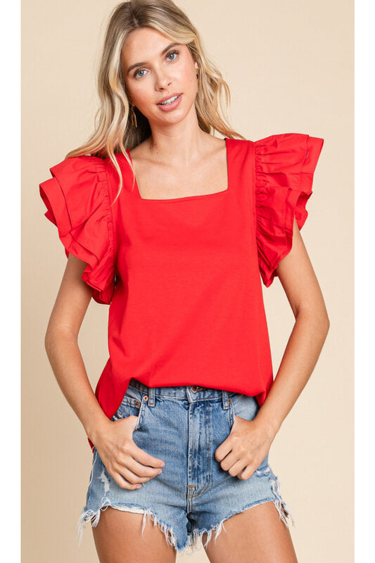 Solid Top With Square Neck Top