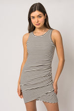 Stripe Dress with Ruching