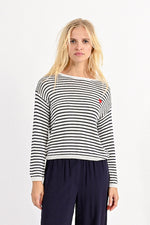Stripe Light Weight Sweater with Heart