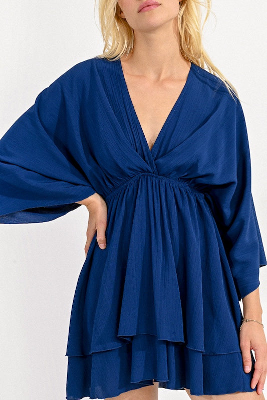 V-Neck Dress with Flowy Sleeves