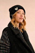 Textured Beanie with Heart