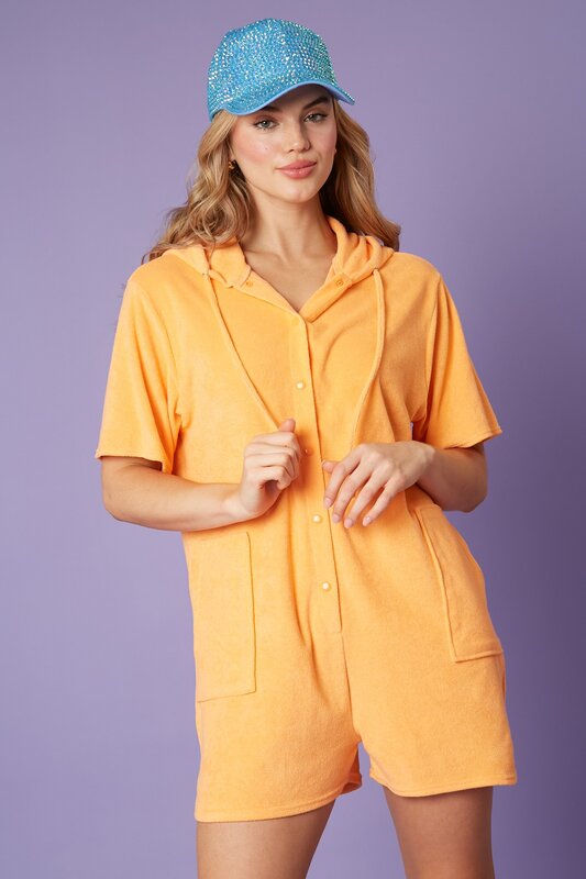 Towel Terry Romper with Pockets