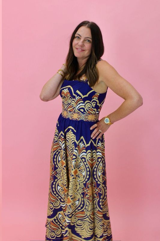 SAHARA DREAMS WOVEN MIDI DRESS l FLYING TOMATO NAVY / M