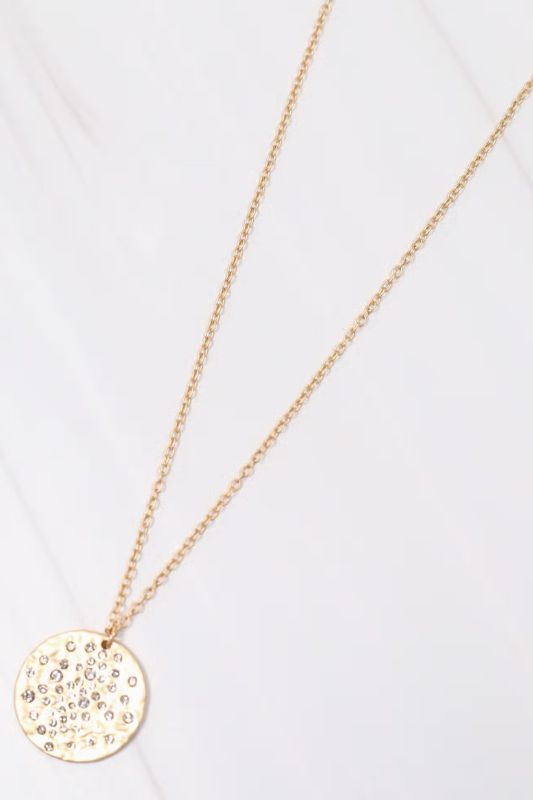 Merritt Cz Circle Charm Necklace Gold