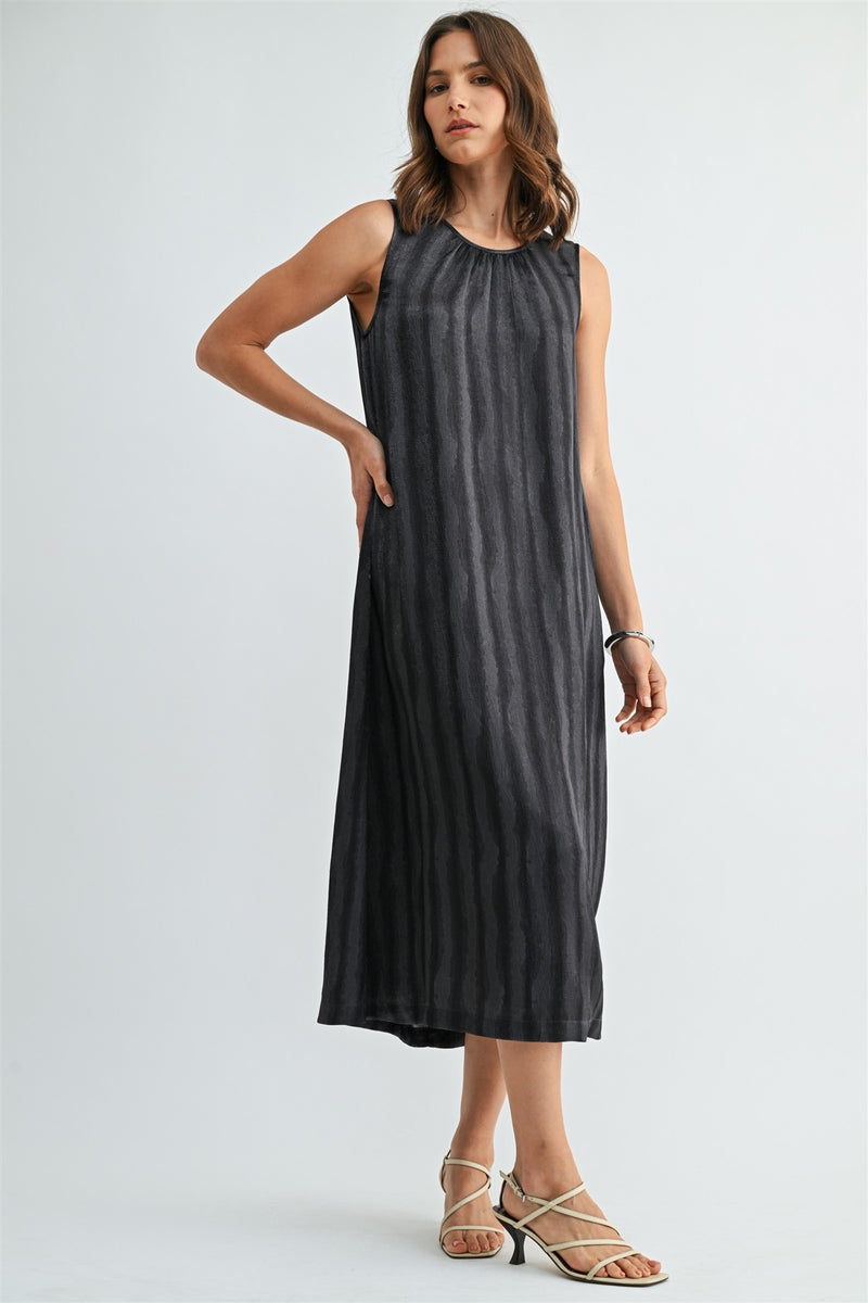 textured satin dress Silky Sashay Textured Satin Asymmetrical Midi Dress Stone / S