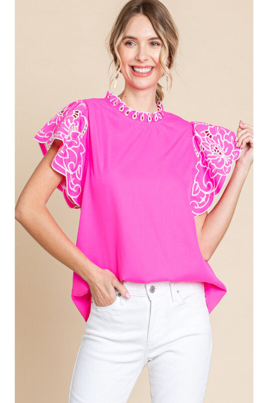 Solid Top With Frilled Neck