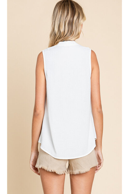 Solid Sleeveless Top With a V-Neck