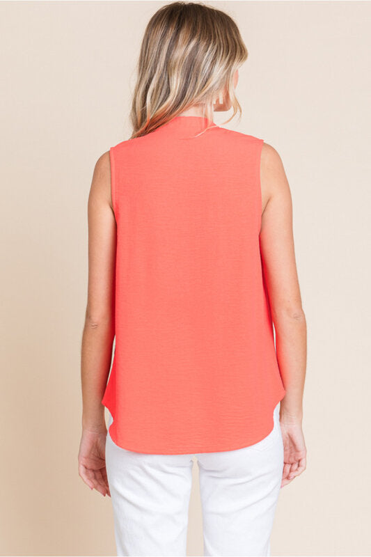 Solid Sleeveless Top With a V-Neck