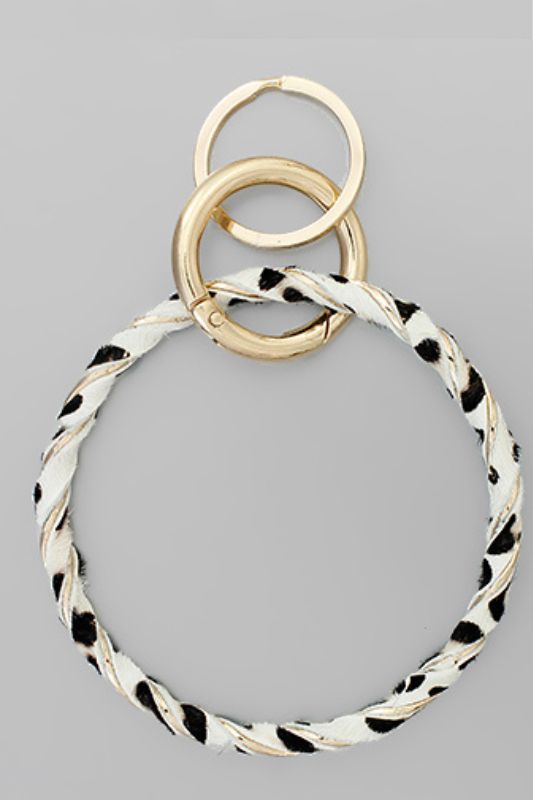 Twisted Animal Leather Key Ring Bracelet