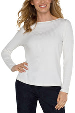 Long Sleeve Boat Neck Knit Top