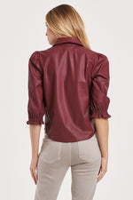 Yara Button Up Pleather Top